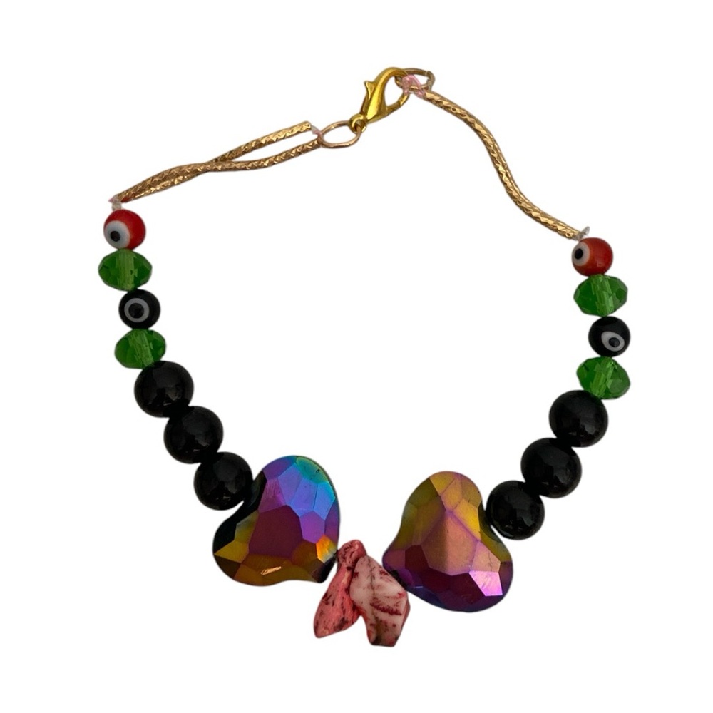 Turkish Evil Eye Bracelet with Tornazol Heart
Handmade